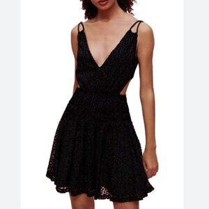 Maje Roany Polka Dot Velvet Mini Dress in Black